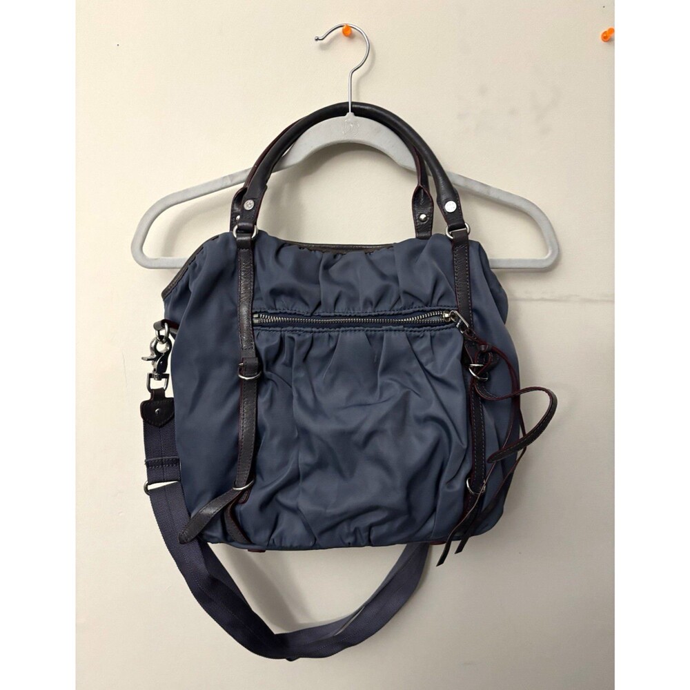 MZ Wallace Blue Solid Zip Satchel Top Handle Bag w/ Adjustable Detachable Strap